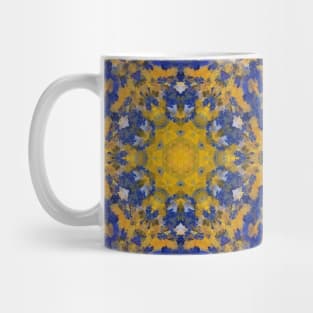 Digital Mandala Yellow Blue and White Mug